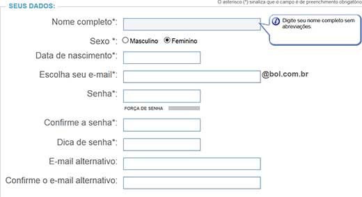 Formulario cadastro passo — passo 1